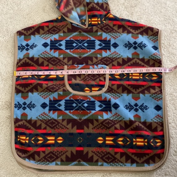 Lindo Fleece Aztec Print Vest Pullover Hooded Western Boho Design Size 11 - Picture 10 of 12